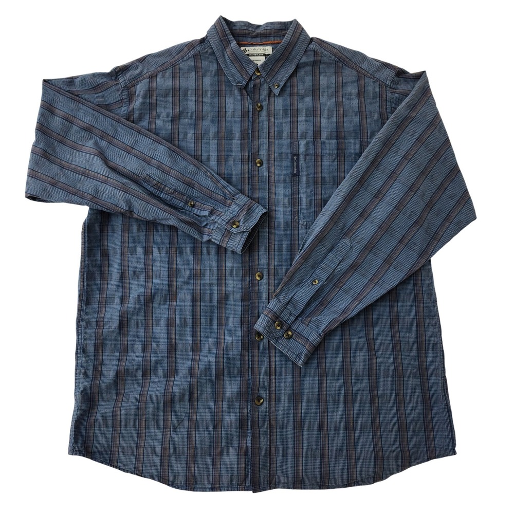 Columbia Mens Large Blue Plaid Long Sleeve Button Down Shirt Outdoor Hiking L